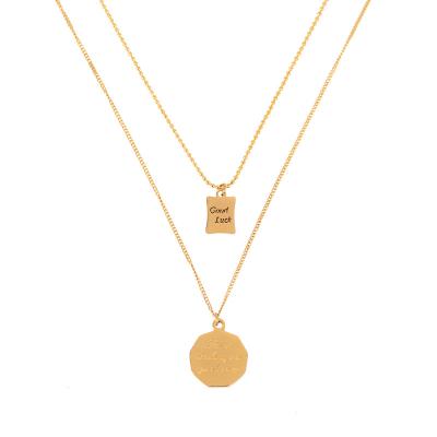 China Gold Layered Layered Necklaces 18k Stainless Steel Necklaces 18k Geometric Layered Necklace Good Luck Necklace 18K Stainless Steel Pendant for sale