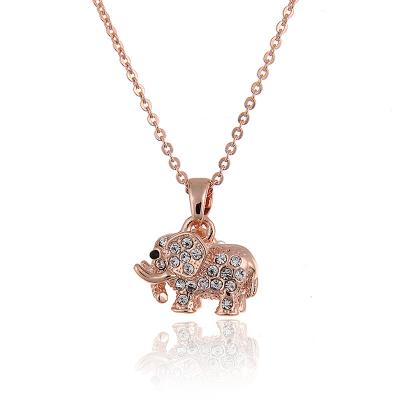 China Rose Gold Elephant Necklace Rhinestone Gold Necklace For Women Stainless Steel Jewelry Chain Necklace Rose Gold Elephant Necklace for sale