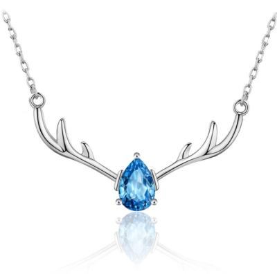 China Crystal Necklace For Women Christmas Gift 925 Sterling Silver Animal Deer Necklace Jewelry Crystal Necklace 925 Sterling Silver For Women for sale