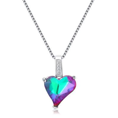 China 925 Sterling Silver Necklace 925 Sterling Silver Love Heart Shape Crystal Pendant Zirconia Heart Necklace Heart Shape Crystal Necklace For Women for sale