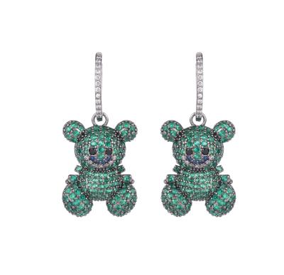 China Bear Earrings Shape Earrings 2021 Trend Full-Diamond Glod Plated Teddy Bear Jewelry Earrings Cute Animal Earrings For Girls for sale