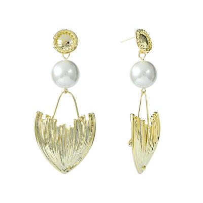 China Opal Stud Earrings Gold Plated Alloy Gold Plated 925 Silver Needle Bead Fishtail Earrings For Women for sale