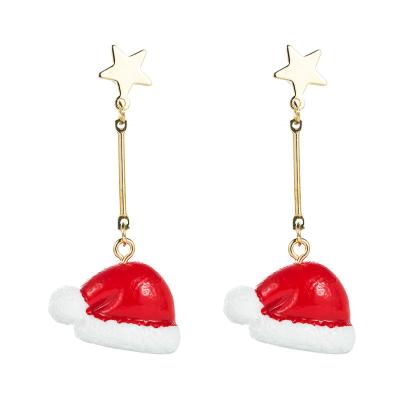 China Resin Santa Hat Earrings Christmas Stud Earrings Christmas Jewelry Christmas Stud Earrings for sale