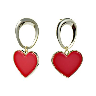 China Retro Alloy Heart Shaped Earrings Wholesale Retro Circle Earrings 925 Silver Needle Circle Alloy Heart Shaped Earrings For Women for sale