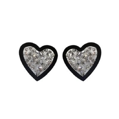 China Big 925 Large Silver Heart Shape Needle Earrings Women's Acrylic Stones Earrings Natural Circle Earrings for sale