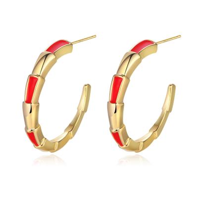 China Gold Plated Earrings Gold Plated Stud Earrings Jewelry 925 Bamboo Needle C Shape Silver Gold Earrings For Women for sale