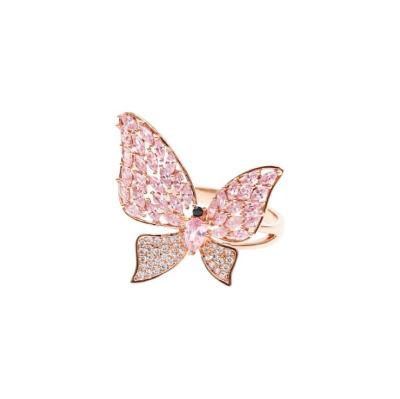 China Gold Butterfly Rings Gold Butterfly Rings For Women Gold Ring Zircon Crystal Jewelry Adjustable Butterfly Ring for sale