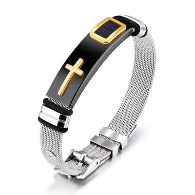 China Bracelets as personality steel cross bracelet grift titanium bracelet men's hot selling adjustable bracelet for sale