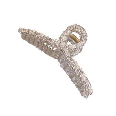 China Luxury Hair Accessory Resin Hair Clips Wholesale Pearl Hair Clips For Women Rhinestone Hair Claws for sale