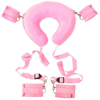 China JoyPark Soft Fetish Kits Push In Restraints Bondage Handcuffs Set With Soft Furry Comfortable Wrist And Ankle Cuffs For Women Couple for sale