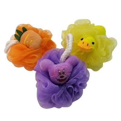 China EXFOLIATE Bath Sponge Shower Mesh Pouf Exfoliating Sponge Loofah Soft Bat Ball With Doll for sale