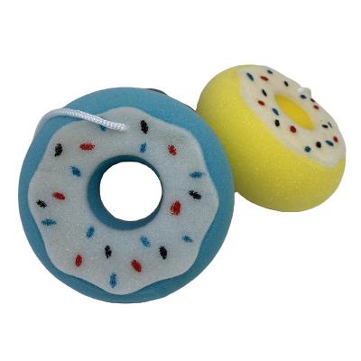 China EXFOLIATE Duck Donut Loofah Soft Cute Puff Baby Mesh Bath Sponge for Shower for sale