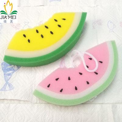 China Cartoon Watermelon Shape Bath Sponge Personal Care PU Foam Clean Bath Sweep Exfoliate Loofah Bath Ball With Customize Logo For Kids for sale