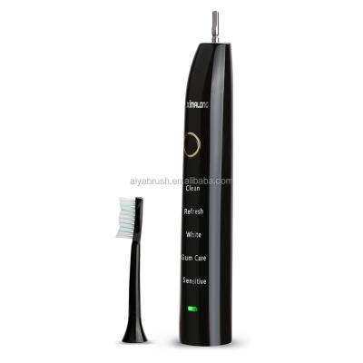 China Rechargeable waterproof black sonic electric toothbrush with five modes for sale