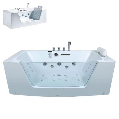 China Good Price Glass Freestanding Bathtub Glass Screen Massage Whirlpool Tub Acrylic Jaccuzi Bathtub With Shower for sale