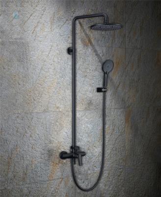 China With Sliding Bar Wall Mount Black BRASS Rain Shower System Diverter With 3 Function Hand Held Shower And Adjustable Sliding Bar for sale