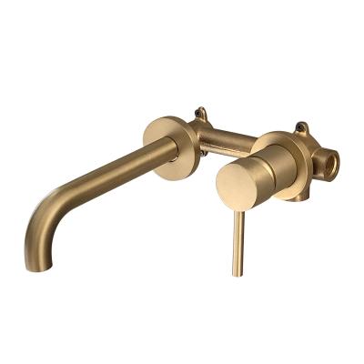 China Gold Sink Faucet Wall Mount Stainless Steel Electric Hidden Basin Bathroom Faucet for sale