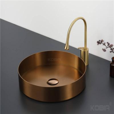 China Wash Basin Gold Finished Stainless Steel Water Basin Washroom Stainless Steel Wash Basin Bathroom Sink Basin for sale