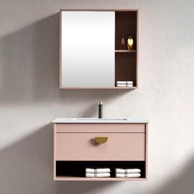 China Modern Free Standing Single Sink Solid Wood Bathroom Vanity With Countertop for sale