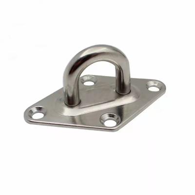 China Eye Dish Marine Hardware Staple Hook Loop with Screws Stainless Steel Pad Eye Dish Oblong Ceiling Hook with Ring for sale