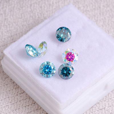 China Factory custom blue round 8heart 8arrow diamond set or color fire cut loose carat price of fancy color moissanite stones for jewelry for sale