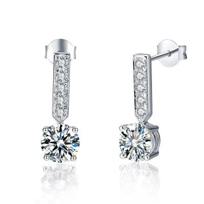 China Other Beautiful Moissanite Gemstone Earrings In 18K White Gold Hanging Drop Earrings Designs Pictures For Ladies for sale