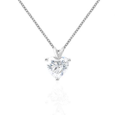 China FASHIONABLE heart shape 0.5carat white diamond solitaire necklace in 10k gold moissanite women white gold pendant necklace DEF for sale