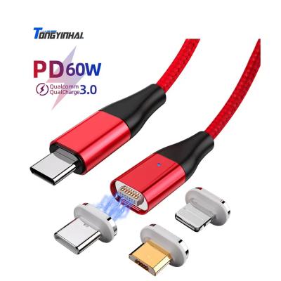 China Fast Charging Speed ​​2023 New Wholesale Mobile Phone Power 60W Palladium USB Type-C Magnetic Fast Charging Data Cables For iPhone Xiaomi Huawei Data Cable for sale