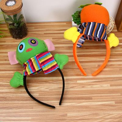 China Newest Children's Party Halloween Party Headband Wings Head Hat Purple Pumpkin Cartoon Main Buckle for sale