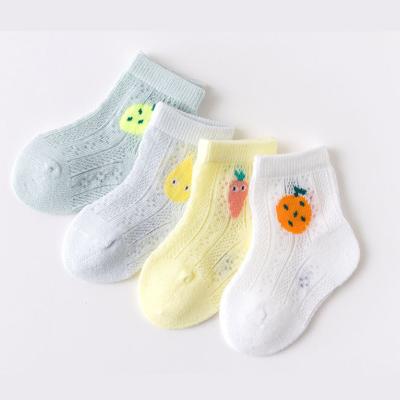 China 2021 new summer antibacterial socks for baby 0 to 12months lace fruit socks baby gift 4pcs set for sale