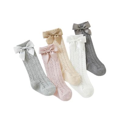 China 2021 Summer Little Princess Bowknot Baby Socks Breathable Thin Knee High Baby Socks for sale