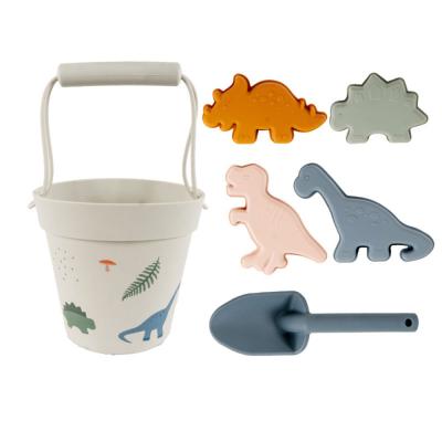 China ABS Plastic Free Sample BPA FREE Portable Silicone Sand Bucket Toys Customized Silicone Beach Toys Silicone Bucket Bucket And Shovel Sets for sale