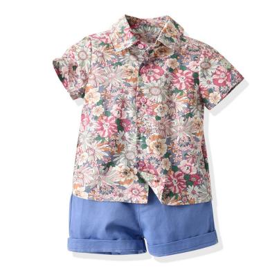 China Formal hot children's summer flower shirt shorts set children's clothing baby clothes boys shorts suit for sale