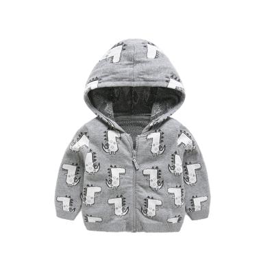 China 2021 Viable Children's Hooded Jacket Dinosaur Knitted Sweater Baby Boys Girls Long Sleeve Zipper Jacket for sale