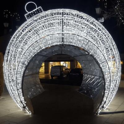 China Giant Atmosphere Large Arch Christmas 3d Arch Pattern Light Loud Balls Festive Outdoor Lights For Shopping Mall Decoration for sale