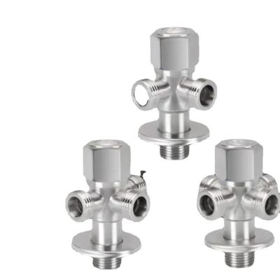 China Modern Chrome Toilet Good Quality Angle Stop Valve 304 Stainless Steel Three Way Angle Valve For Bathroom for sale