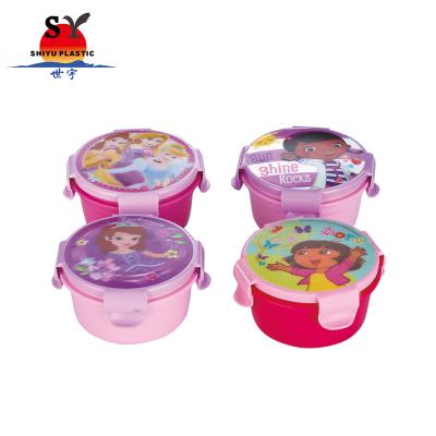 China New Design IML Freshness Preservation Printer Plastic Round Snack Jar Plastic Food Bowl For Kids for sale