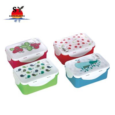 China High Quality Eco SY1001 Stackable Plastic Rectangle Food Warmer School Cartoon Leakproof Lockable Freshness Storage Bowl For Kids for sale