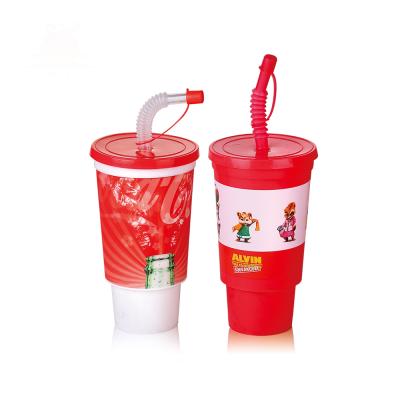 China 450ml 3d print cheap biodegradable free reusable red kids viable hot sale BPA free plastic cups with cover and straw for sale