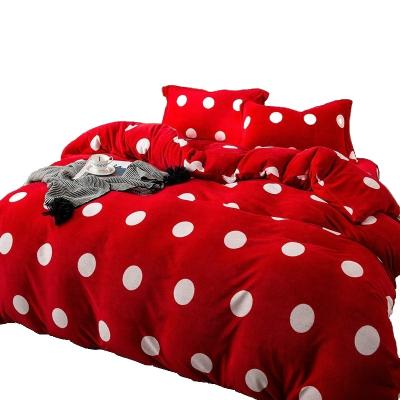 China New Design Fashion Nondisposable Warm Printed Plush Velvet Quilt Cover Bedding Set Nondisposable Faux Fur For Winter for sale