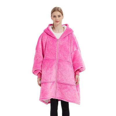 China Thermal Can Be Customized Coral Fleece Pajamas Ladies Winter Plus Velvet Winter Thick Flannel Hooded Home Clothes Long for sale