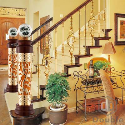 China Modern Stainless And Gold Stairs Fencing Interior House Designs Gold Plated Stair Railings for sale