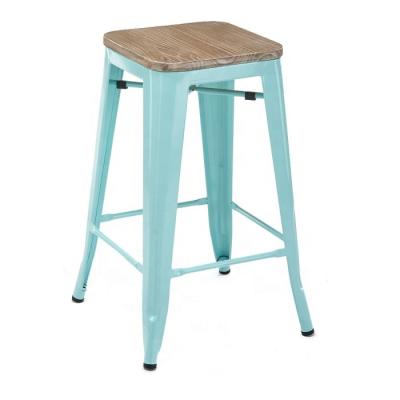 China Hot Sale Modern Industrial Slipcovered Metal Tolixs Bar Stool With Wood Seat | outdoor metal stool bar chair | Tolixs bar stool for sale