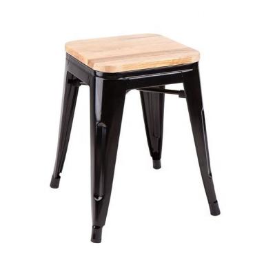 China Metal Tolixs Low Slipcovered Stool Style Tolixs Low Stool With Wood Seat for sale