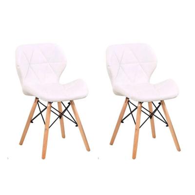 China Hotsale Eco-Friendly Living Chairs | PU Leather Soft Cushion Faux Leather Cushion Padded Seat Wooden Legs Side Chair for sale