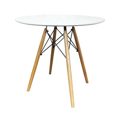 China High Quality MDF Round Restaurant Chair Eiffel Frame White/Black Dining Table With Solid Wood Legs for sale