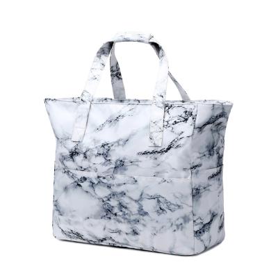 China Fashion Marble Customized Large Waterproof Tote Bag For Pool Gym Travel With Pocket Beach Wet Bag for sale