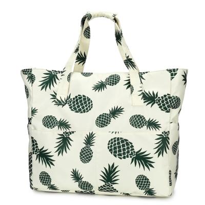 China Fashion Pineapple Shoulder Straps Waterproof Liner Multiple Pockets For Large Storage Beach Bag for sale