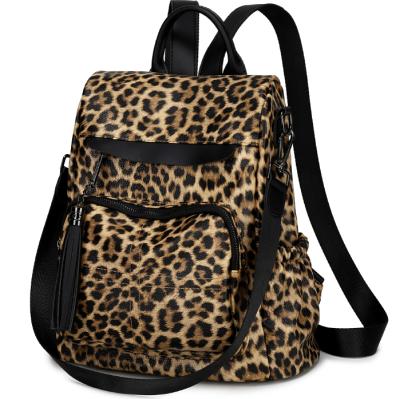 China Anti-theft PU Leather With Large Capacity Shoulder Backpacks Animal Print Leopard Mochilas For Girls Women for sale