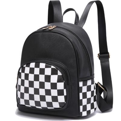 China Wholesale Fashion Customized Anti-theft Plaid Pattern Leather Girl Travel Backpack Teen Girl Backpack for sale